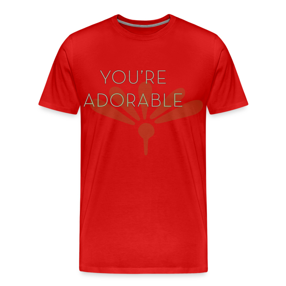 Organic Tee Shirt - 'You're Adorable' - Uplifting, Eco-Friendly Spiritual Apparel for Positivity - red