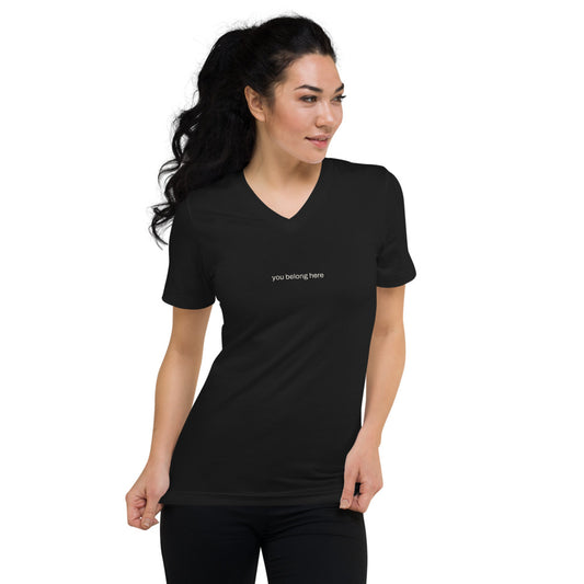 You belong here, black V-neck, front